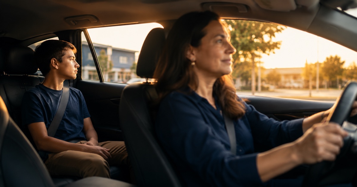 Família recebendo as chaves de um carro novo em concessionária, representando a conquista do benefício PCD não-condutor para filho autista
